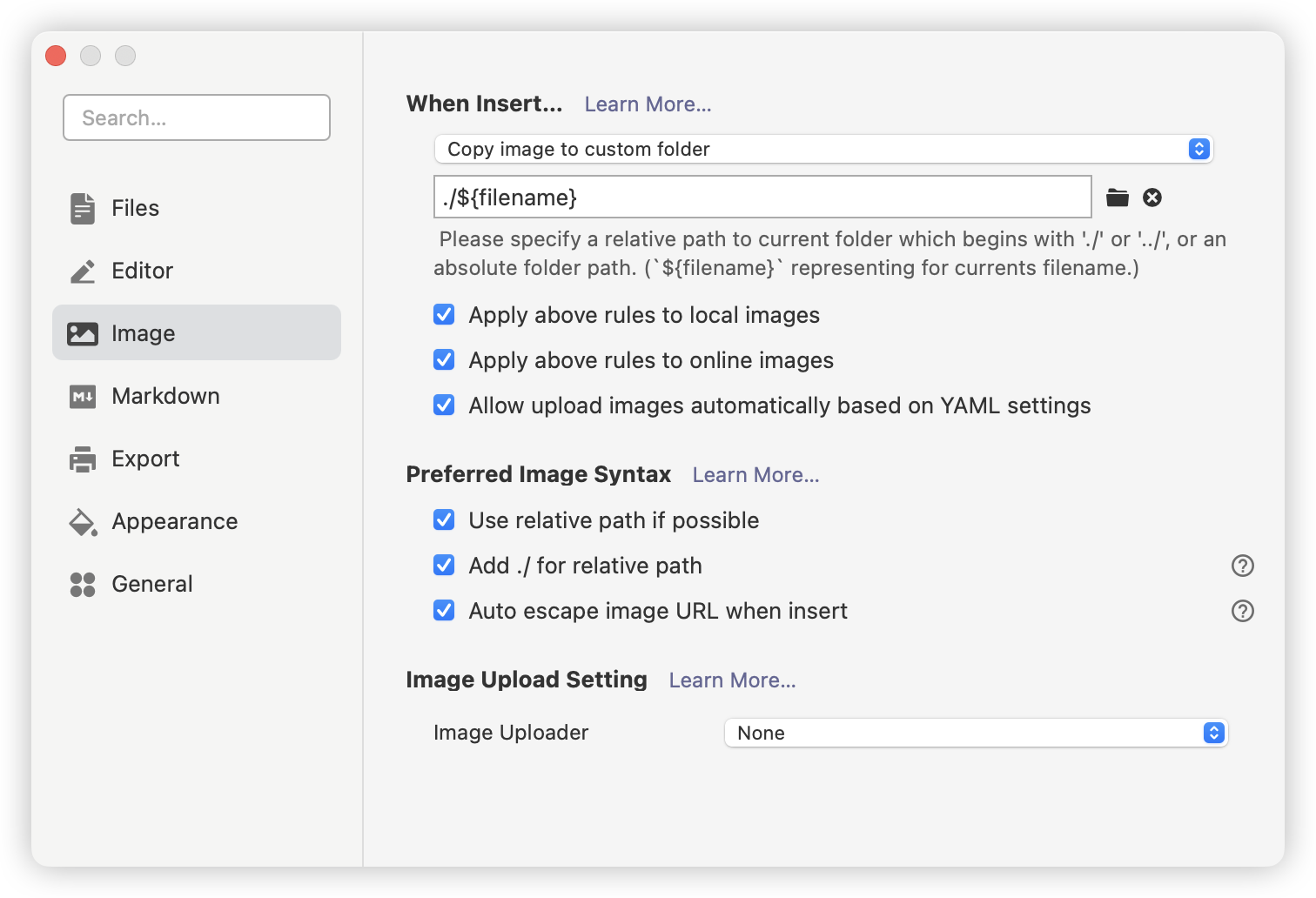 Typora Image Settings